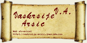 Vaskrsije Arsić vizit kartica